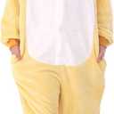 Animal Onesie Costumes for Kids Adults Cosplay Halloween for Boys Girls Womens Warm Plush One Piece (Yellow)