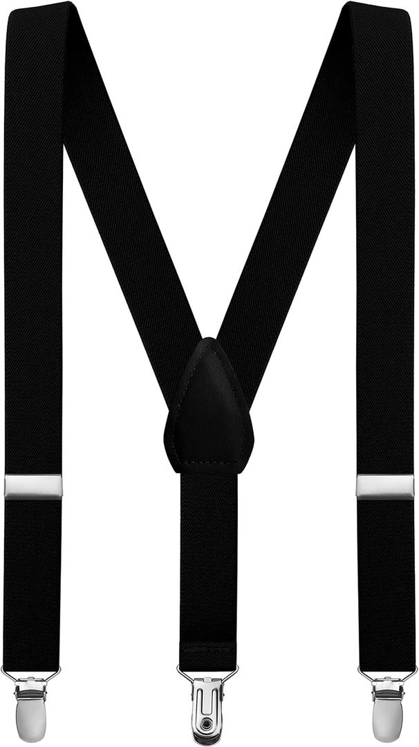 Moulen 1 Inch Durable Suspenders for 5M-10Y Kids Boys Girls (30 Inch/8 Years - 5 feet tall, Black)