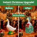 LUMIGRAIN Christmas Porch Goose Outfits, Lawn Cement Goose Clothes Statue Garden Yard Patio Party Decoration (Green)