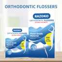 RAZOKO Orthodontic Flossers for Braces, Ortho Dental Floss Picks, Braces Flossers for Kids Teeth & Adults, Unflavored, 75 Count (Pack of 3)