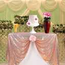 JYFLZQ Rose Gold Sequin Tablecloth - 50" x 80" Rectangular Sparkly Glitter Table Cover Overlay, Perfect for Wedding, Birthday Party, Baby & Bridal Shower
