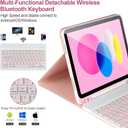 AHYWTAN for iPad 11/10th Generation Case with Keyboard,Detachable Bluetooth Keyboard case for iPad A16 2025 11 inch/10th Gen 2022 10.9 with Pencil Holder, Square Keycaps,Pink
