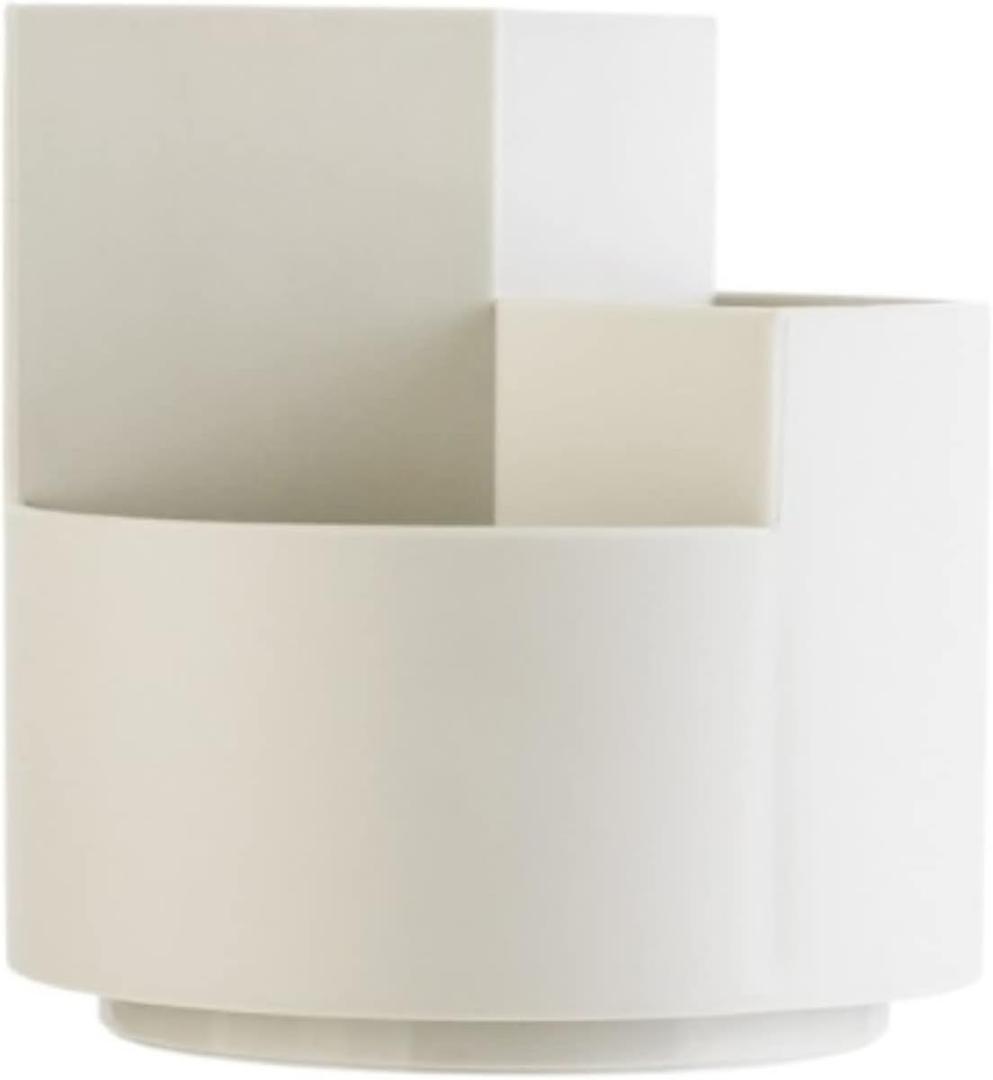 RUVOO Makeup Organizer Makeup Storage Cosmetic Organizer Rotating Cosmetic Brush Barrel Pen Holder Storage Box Barrel Desktop Simple Makeup Organizer Skincare Organizer Cosmetic Storage(White)