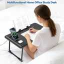 Lap Desk Bed Table with Wireless Charger - Foldable Large Laptop Tray with Tablet Slot and Book Shelf, No Assembly Table for Couch Chair Floor for Sturdy, Writing, Studying Eating, and WFH
