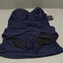 Women's Twist Front Bandeau Tankini Set Two Pieces Ruched Tummy Control Suimsuit with Mid Waist Briefs XL