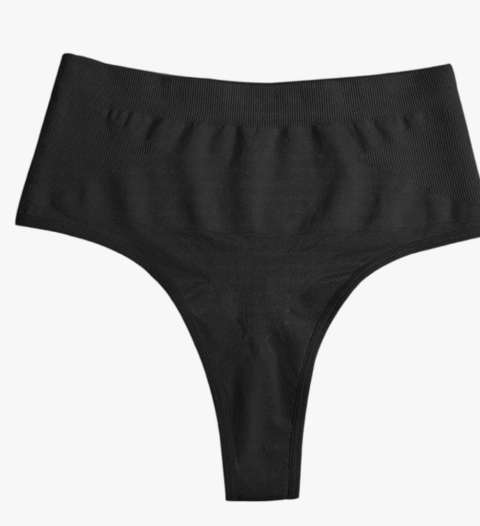 Middle Waist Abdomen Control Panties Briefs Body Shaper Butt Lifting Invisible Thongs Shapewear Underwear for Women Medium Black