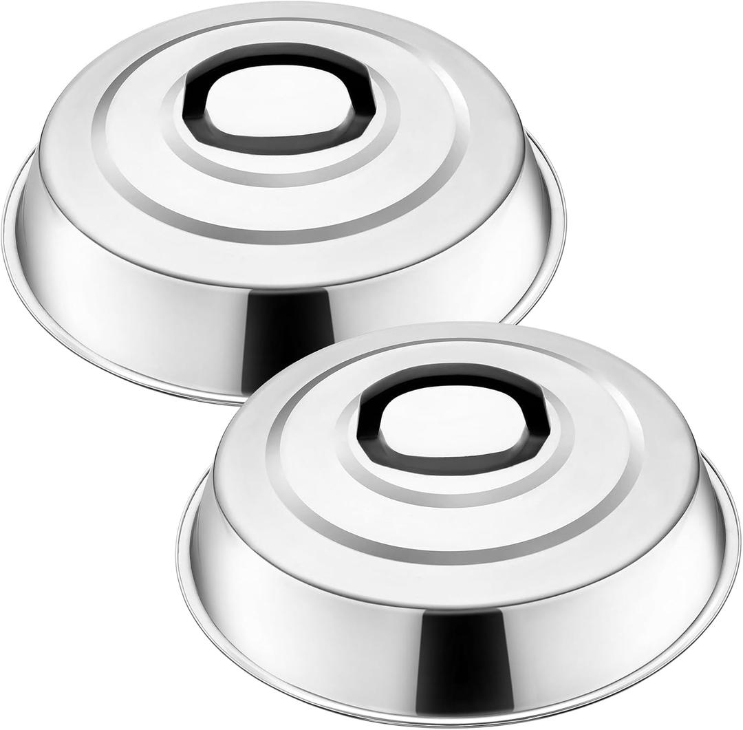 Round Basting Cover - 2 Pieces, 12.2 Inch Metal Steamer Dome Grill Accessories for Blackstone, Cheese Melting Dome for Griddle Cooking & Steaming, Good for Outdoor & Indoor