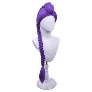 Purple Braid Wigs Light Purple 2 pieces Wig Short Lavender Purple Wig with a detachable Braid Daily Party Halloween Costume Wigs