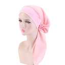 Fxhixiy Pre Tied Chemo Head Scarf for Women Cancer Slip On Bandana headwrap Turban headwear Hair Cover (Pink)