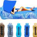 Inflatable Couch, Inflatable Lounger Air Sofa | No-Pump Blow Up Couch | Ergonomic Design, Air Couches Outdoor for Camping & Park & Beach, Upgrade Your Camping Accessories-with Sun Shade (A Blue Feathers)