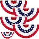 TURNMEON 4 Pack Large 2x4 Ft American Flags Bunting 4th of July Decorations Patriotic Decor Pleated Flag Red White Blue USA Half Fan Banner Independence Day Fourth July Outdoor
