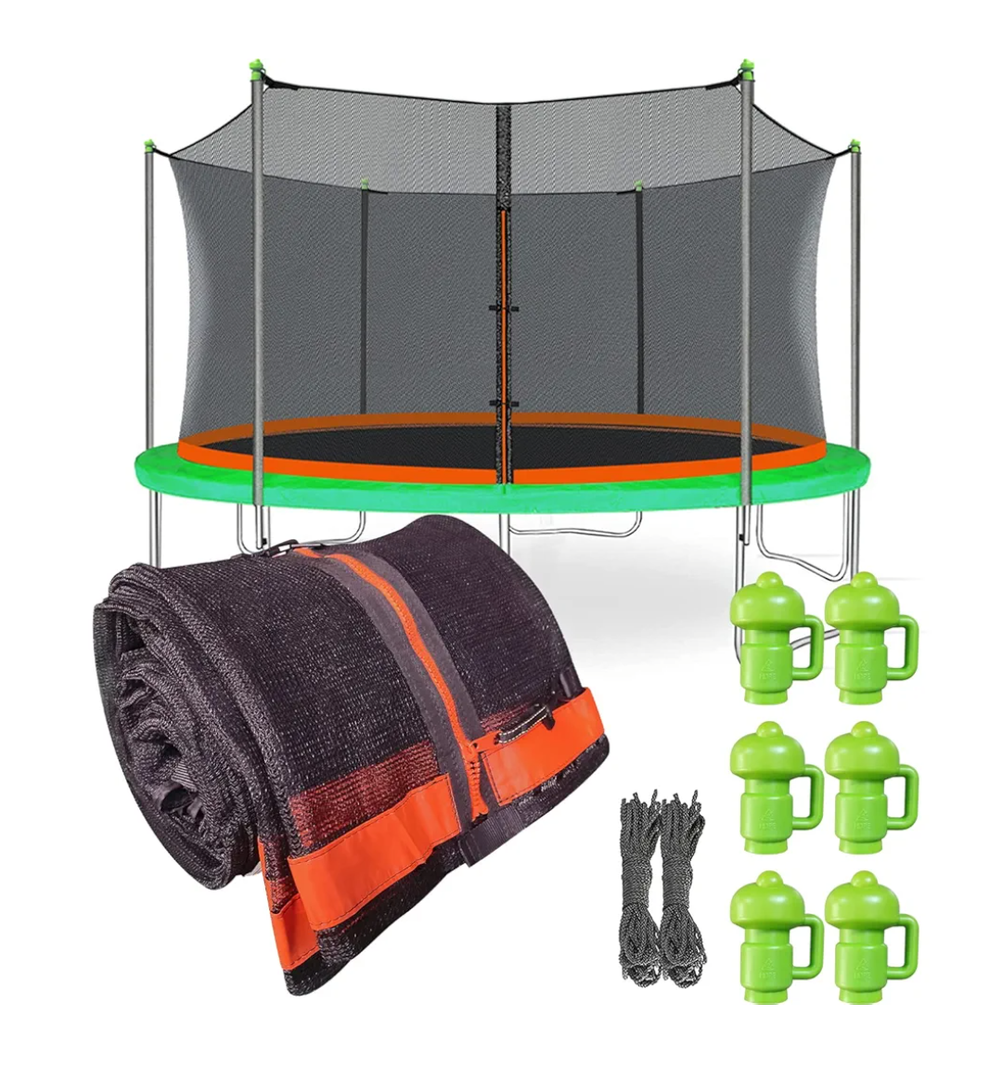 Jump Tastic Trampoline Net Replacement with 6 PoleCaps, 12 ft Round Safety Trampoline Net, UV-Resistant, Weather-Resistant, Breathable, Durable (Not Include Poles)