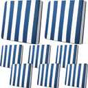 Newwiee 8pcs Patio Stretch Cushion Covers Stripe Outdoor Cushion Covers Replacement Patio Furniture Couch Slipcover Sofa Chair Seat, Thin Fabric Breathable Soft Flexibility Protector(Dark Grey Blue)