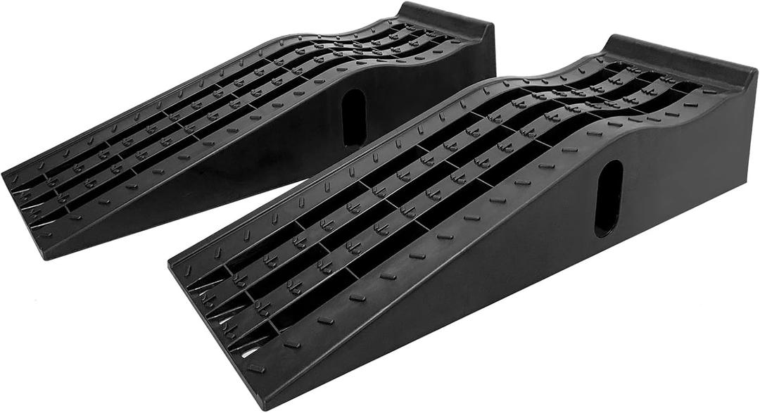 HOXWELL Portable Car Ramps for Oil Changes High Lift, Heavy Duty Plastic Low Profile Car Ramps for Jack Support, Vehicle Ramps for Garage, 35.63''x12''x8.07'', GVW 13000 LBS, 2 Packs