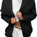 Saodimallsu Womens Fall Open Front Cardigan Sweaters Long Sleeve Soft Slouchy Cozy Knit Casual Loose Sweater Coats (Small, Black)