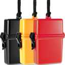 Outus 3 Pcs Waterproof ID Badge Holder Case with Waterproof Buckle 4.72 x 2.95 x 1.57 Inches Floating Sport Case Locker with Adjustable Hanging Rope Plastic Card Dry Box(Red, Black, Yellow, Classic)