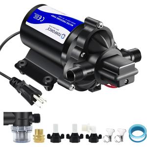 TDRFORCE 110V Fresh Water Circulating Pump 4GPM Pressure Increase Booster Pump 45 PSI Transfer Pump Self Priming on Demand Water Pump Diaphragm Pump Washdown Pump Inline Water Pump for Garden Hose