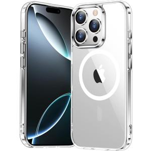 Temdan for iPhone 16 Pro Case Clear, [Compatible with Magsafe][Anti-Yellowing][Military-Grade Protection] Shockproof Slim Magnetic Phone Case for iPhone 16 Pro, Transparent