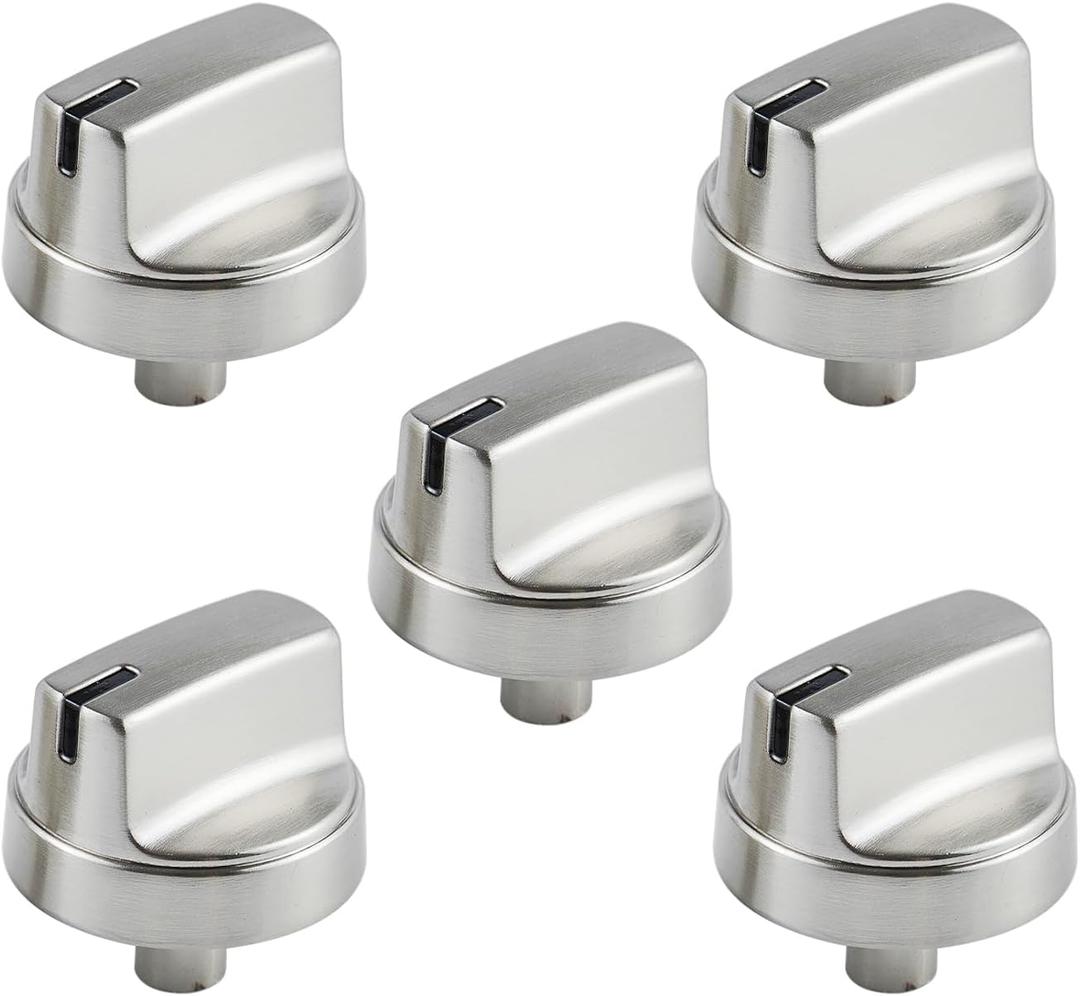 WB03X29315 KIP 5U06 191D9233 Stove Knobs Cooktop Replacement Parts for GE Cooktop Knob Stainless Steel 30 Inch JGP5030SLSS Gas Range Oven Knobs Stove Top Control Knob Surface Burner Knobs 5 Pcs