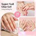 2 x Nail Glue Gel for Press-ons, Long Lasting Nail Gel Glue for Nail Tips,False Nails Tips,U V Light Required,15ml/0.5 fl oz,2pack