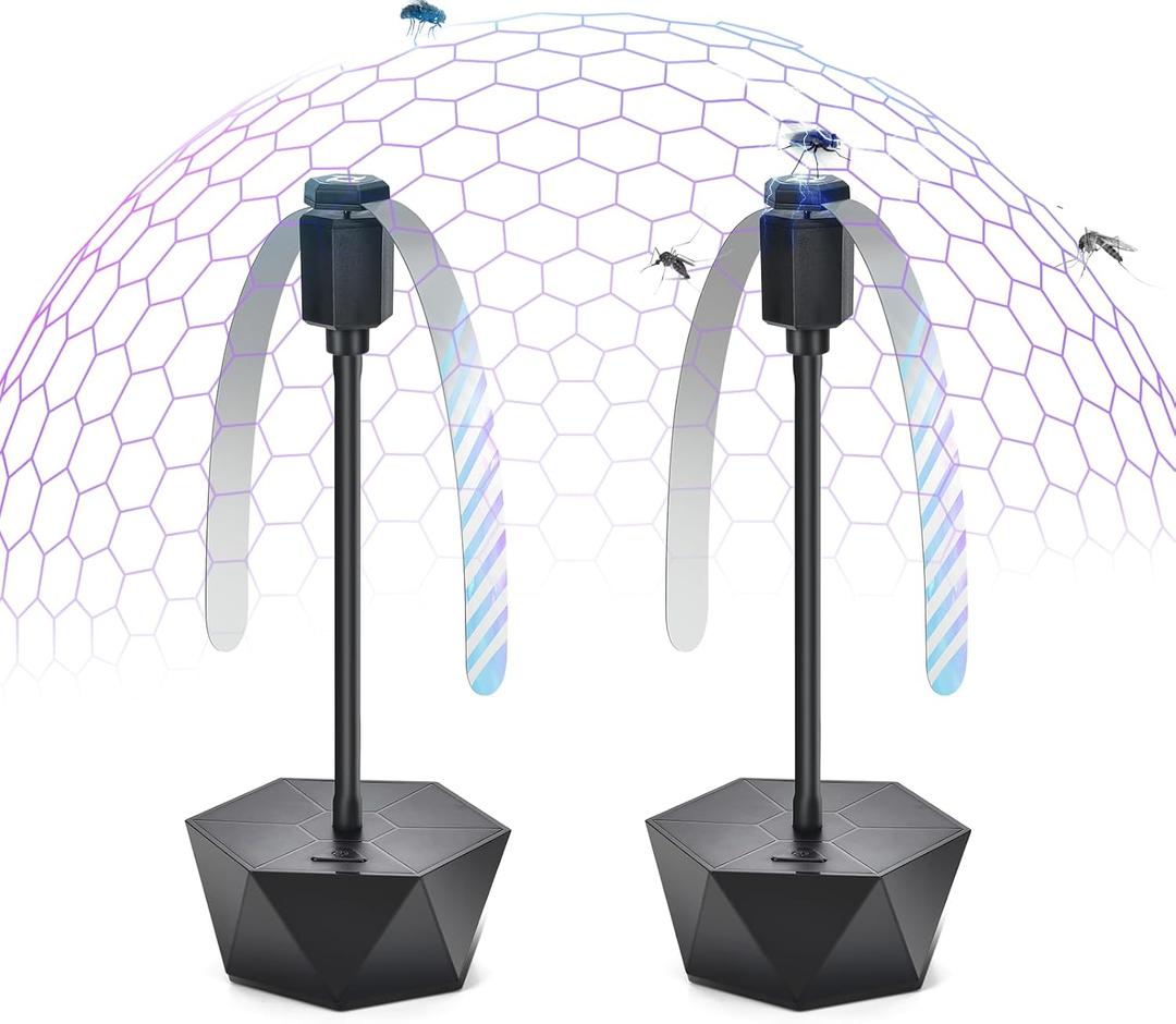GUIDOT Fly Bug Fans for Food Tables, Fly Control Spinner Table Top Keep Flies Away from Patio Picnic Party Restaurant Kitchen Camping and BBQ (Black)