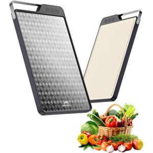 Titanium Cutting Board for Kitchen, Double-Sided Pure Titanium(Checkered Design) & Wheat Straw PP, Food Grade Chopping, Non Toxic, Easy to Clean, 16"11"