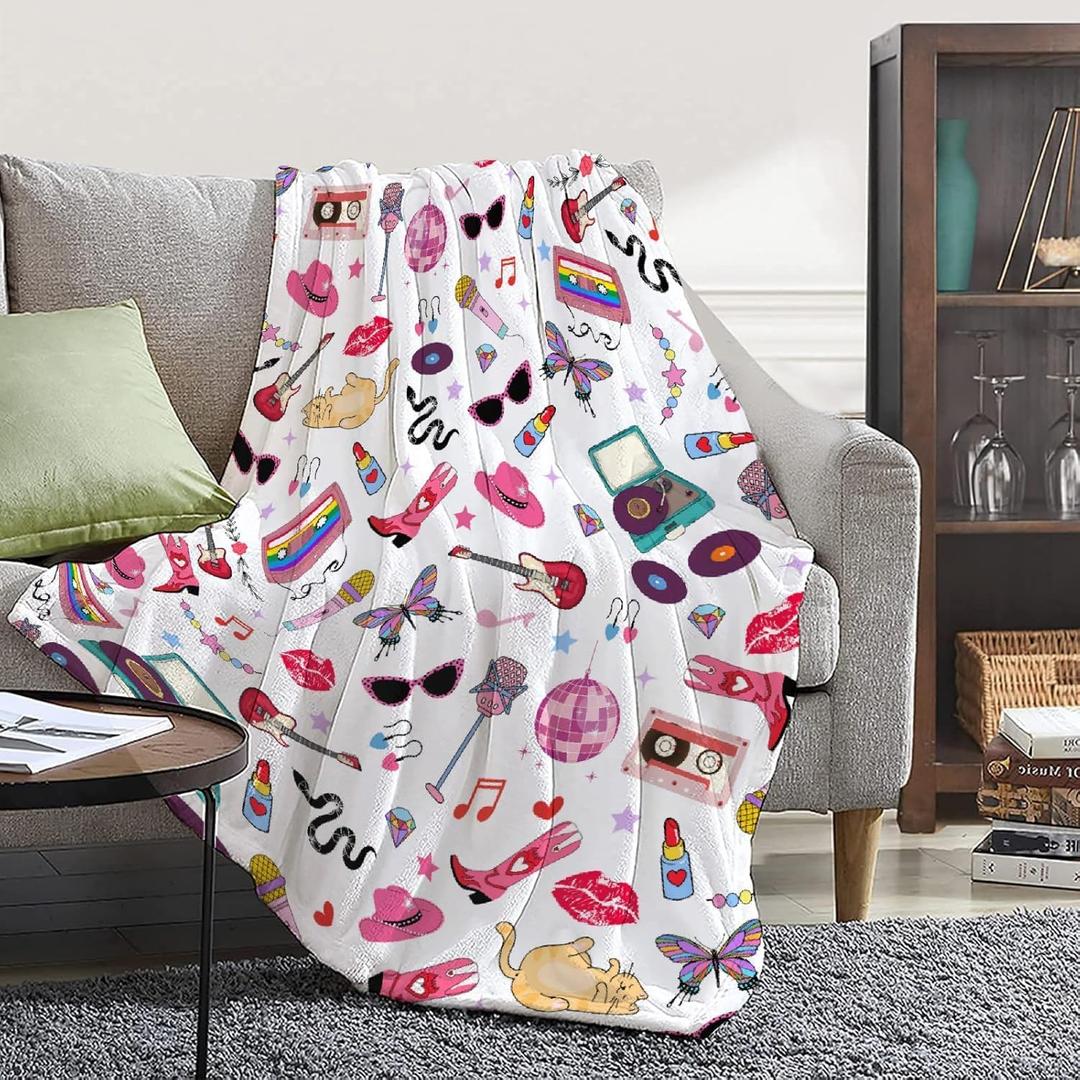 Gifts for Women Girls Blanket for Men Boys Throw Blanket for Kids Birthday Super Soft Flannel Lightweight Comfy Bedding Blankets for Sofa Couch for Bed Camping and Travel-40x50 Inches (White)