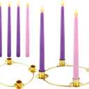 Fovths Christmas Advent Wreath Candle Holder with 4 LED Flameless Taper Candles Advent Candle Holder Ring Christmas Centerpiece Decor for X-mas Holiday Party Decor (Battery not Included)