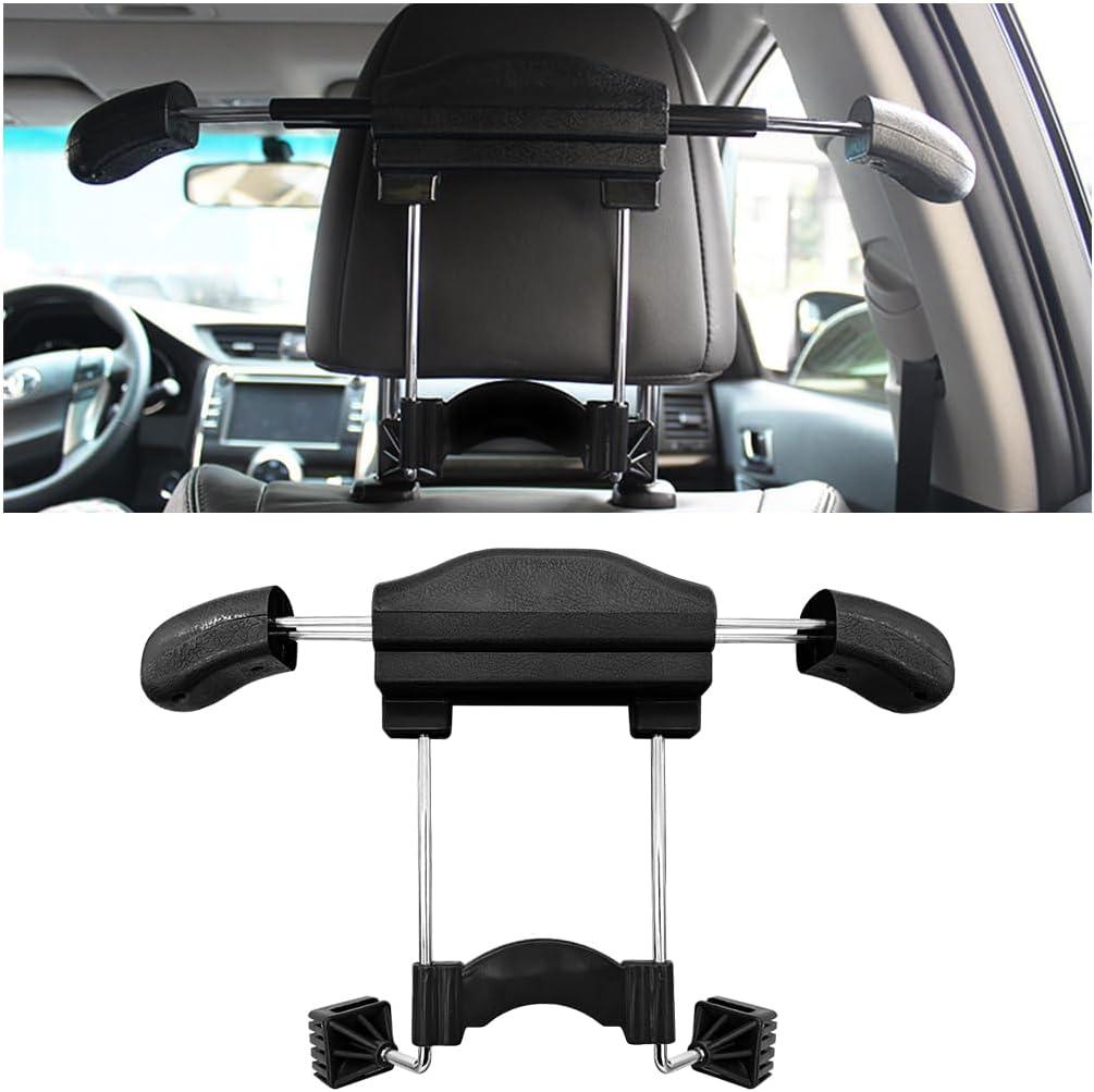 Multifunctional Retractable Automotive Headrest Back Seat Coat Hanger Hook Organizer Holder for Clothes, Suits, Jackets, Shirts, Universal for SUV, Truck, RV (Black)