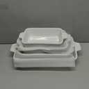 MALACASA Casserole Dishes for Oven, Porcelain Baking Dishes, Ceramic Bakeware Sets of 4, Rectangular Lasagna Pans Deep with Handles for Baking Cake Kitchen, White (9.4"/ 11.1"/ 12.2"/ 14.7"), Series