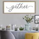 FZMHASLWW Gather Sign Wall Decor 40"15" Large Wooden Framed for Dining Room Simple Home Kitchen Hanging Art (Wood)