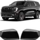 Gloss Black Side Mirror Cover Cap Fits For 2021 2022 2023 2024 2025 Chevy Tahoe Suburban Yukon Replace 84703354 84703355