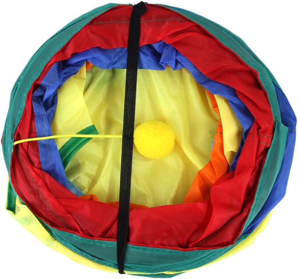 Kisangel 1pc Funny Cat Toy Foldable Cat Tunnel Plaything Space-Saving Design Amusing Tunnels for Bored Pets (80x30cm, Multi)
