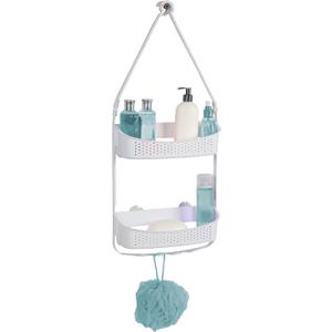 Bath Bliss 2 Way Convertible Bathroom Shower Caddy | Adjustable Mounting Arms | Loofah & Razor Hooks | Storage & Organization | Rust Resistant | Large and Small Bottles | White