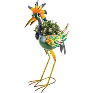 Wacky Rooster Decor Outdoor Planter,24.8 Inch Tall Metal Yard Decor Planters for Outdoor Plants, Weather-Resistant Outdoor Flower Pots for Garden Patio Porch Decor