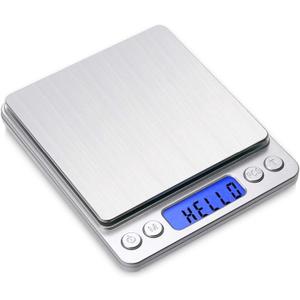 Digital Gram Scale 500g 0.01g Food Scale High Precision Kitchen Scale Multifunctional Stainless Steel Pocket Scale with Back-Lit LCD Display Tare PCS Features Silver