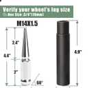 M14x1.5 Spike Lug Nuts Chevy Silverado 6 Lug, 24pcs 4.4" Tall Chrome Spiked Lug Nut 6x5.5 Conical Bulge Seat with 1 Socket Key Compatible with Chevy Silverado, GMC Sierra, Ford F150, Ram 1500
