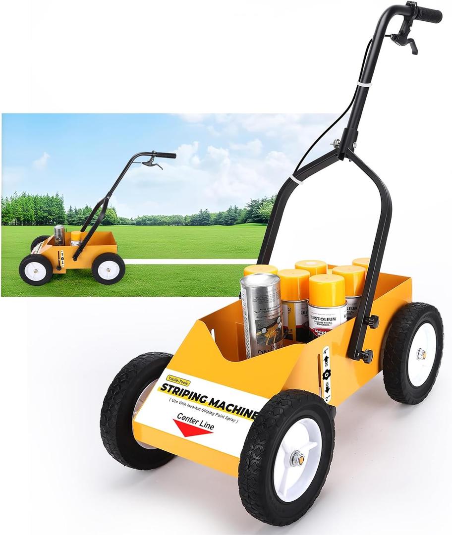 2395000 Heavy Duty High-Performance Striping Line Marking Machine, Parking Lot Striping Machine, Compatible with Professional Inverted Striping Spray Paint, 9.8" x 13" x 28.3", Yellow (Yellow)