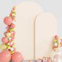 Wokceer Wedding Arch Backdrop Cover 7.2FT, 6FT Spandex Fitted Wedding Arch Stand Covers 2 Set Round Top Chiara Backdrop Stands Cover for Birthday Party Ceremony Banquet Decoration Beige
