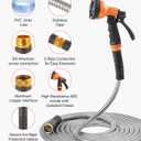 VEVOR Metal Garden Hose 200 ft, Heavy Duty Stainless Steel Water Hose with 10-Function Nozzle, No-Kink & Flexible Outdoor Garden Hose, Rust-Proof Lightweight Hose for Yard, RV, Car Wash