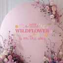 BOOMPA Baby Shower Backdrop Decal, A Little Wildflower Theme Wall Decoration, 35.4 x 16.9 inches, Pink Floral Design (RedFlower)