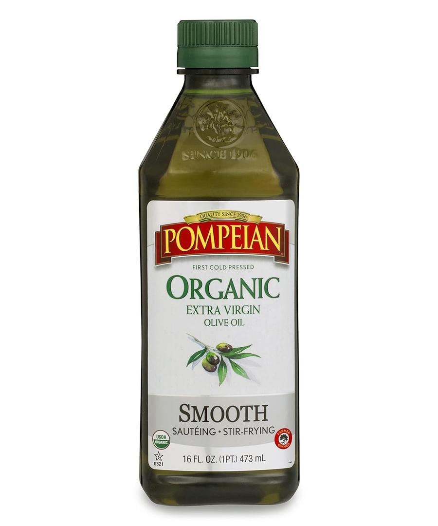 2 x Pompeian USDA Organic Smooth Extra Virgin Olive Oil, Contains Polyphenols, First Cold Pressed, 16 Fl Oz (EXP 10/25/25)