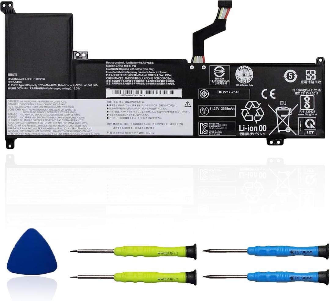 L19C3PF6 Laptop Battery Compatible with Lenovo IdeaPad 3-17ADA05 3-17ARE05 3-17IIL05 3-17IML05 Series SB10W89847 L19L4PF2 5B10W89846 L19D4PF2 5B10W89835 5B10W89838 L19L3PF4 11.25V 42Wh 3735mAh