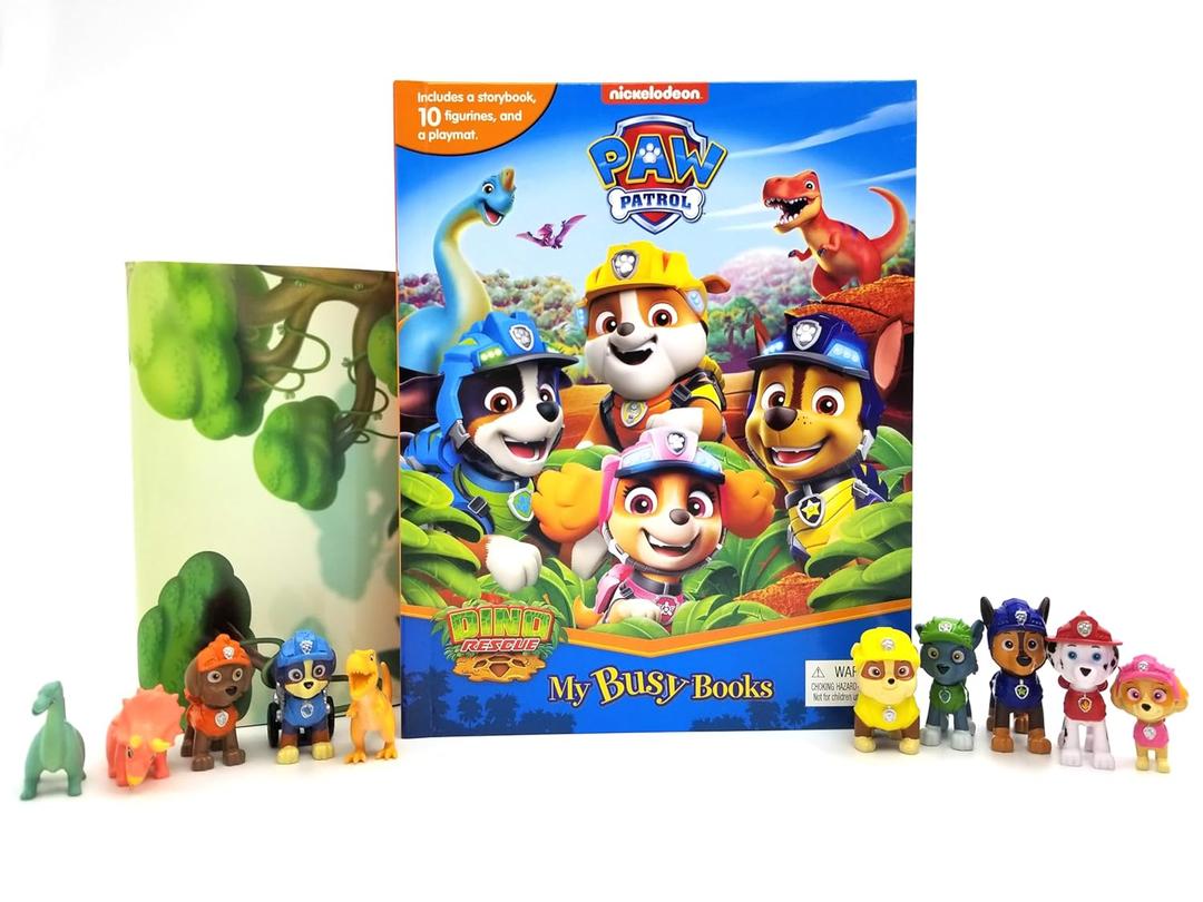 Paw Patrol Dino Rescue My Busy Books - Storybook, 10 figurines, playmat
