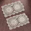 2 Pack Small Vintage Crochet Lace Doilies for Tables, 16 x 10 Inch Boho Cotton Rectangle Placemats for Nightstand, End Table, Furniture Top Decor