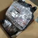 LED DRL Headlight Assembly Compatible with 2014-2018 GMC Sierra 1500, 2015-2019 GMC Sierra 2500HD 3500HD w/Bulbs & Wiring Harness, Replacement Pair Headlamp, Chrome Housing Clear Reflector