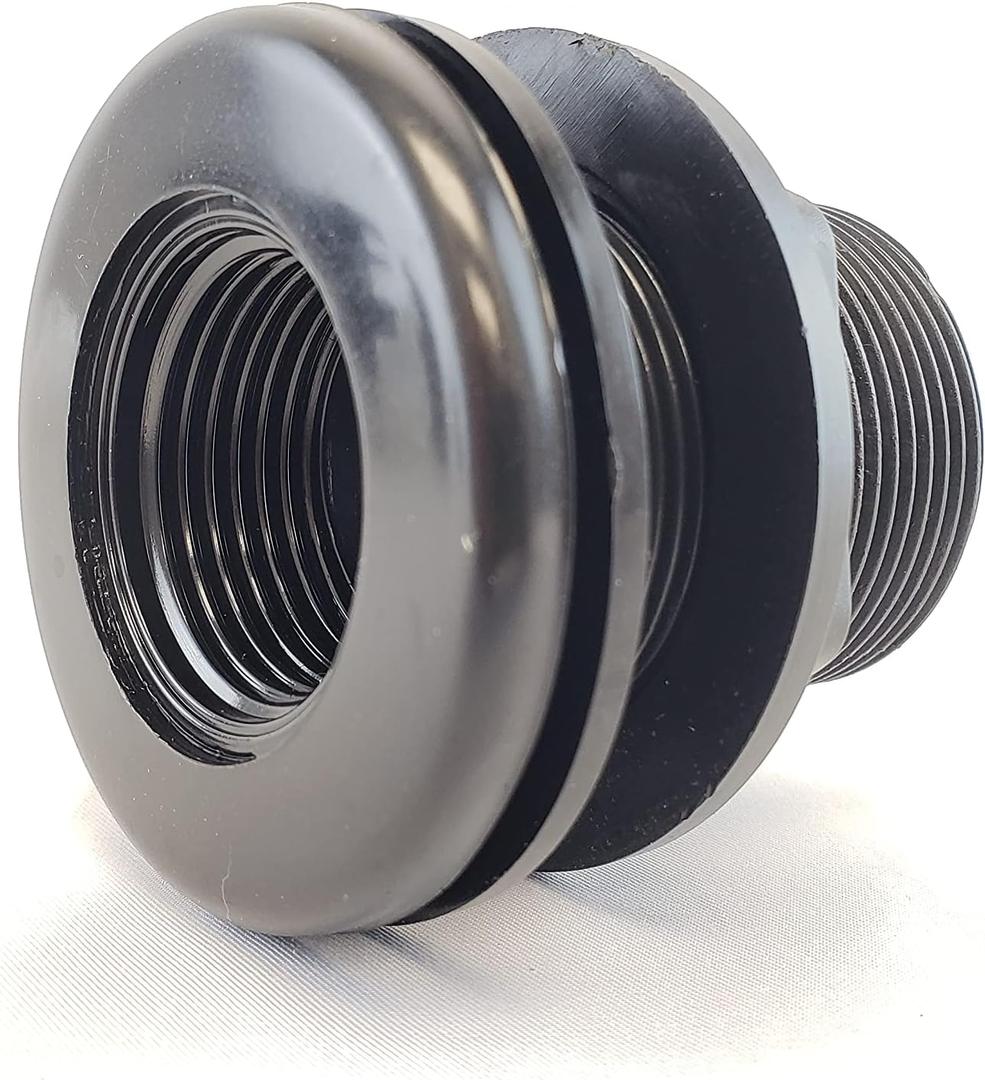 LIFEGARD Aquatics Double Threaded Bulkhead Kit for Fish Aquariums High-Impact Resistant PVC Includes Bulkhead Fitting, Gasket, Lock Nut Jet Black 1 Inch 2 Pack