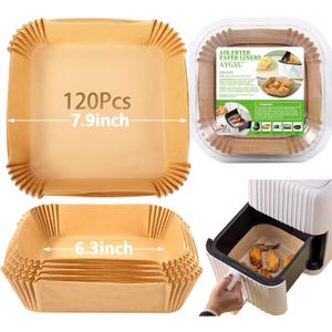 Air Fryer Liners for Ninja Crispi,160+160Pcs Parchment Paper for Ninja Crispi 4-in-1 Portable Glass Air Fryer Cooking System,Disposable Ninja Crispi Air Fryer Accessories, (6.5 in x 6.5in, 8.5 in x 8.5 in)