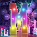 imprsv 3FT Colorful Marquee Letters M, 18 Colors Large Light up Letters Alphabet Sign with Remote, Big Marry Me Sign, Birthday Party Decorations Anniversary Wedding Decoration