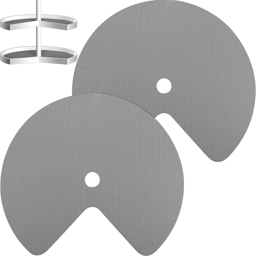 Frienda 2 Pcs Lazy Susan Shelf Liners - Non Adhesive, Non Slip Kitchen Cabinet Liners for Refrigerator, Pantry, Sink & Cupboard Storage(26 Inch, Gray)